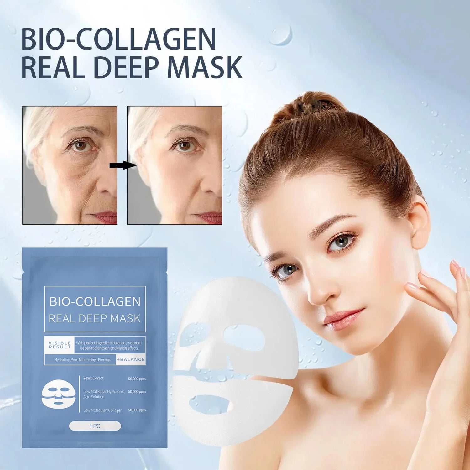 1/3/5/10PCS Bio Collagen Face Mask Anti Wrinkle Fade Face Fine Line Lift Firm Skin Anti-Aging Brighten SkinCare Korean Cosmetics